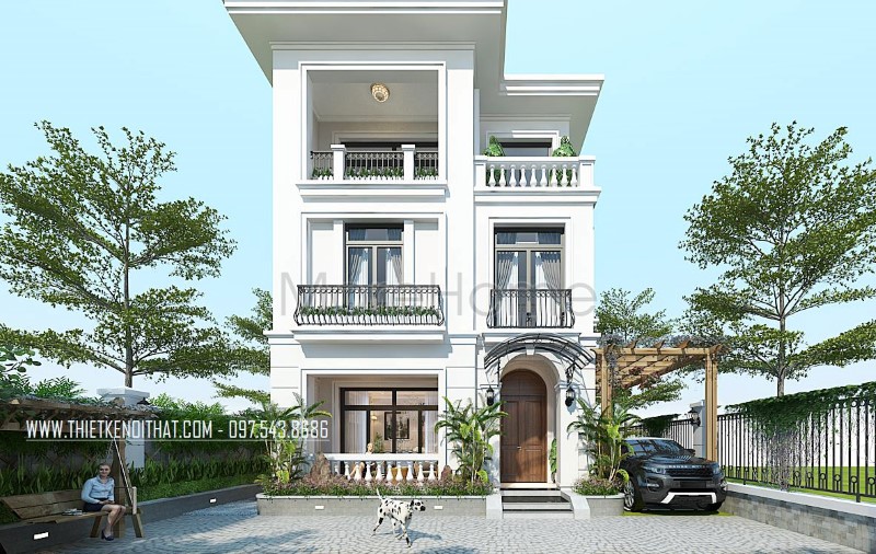 Thiết kế kiến trúc đẹp cho nhà biệt thự đơn lập tại Vinhomes Greenbay Hà Nội